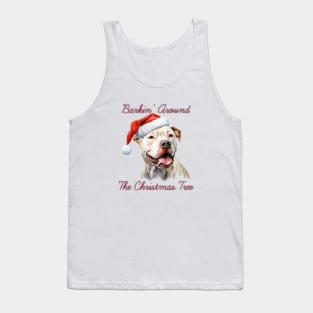 Christmas Argentino Dog in Santa Hat Tank Top